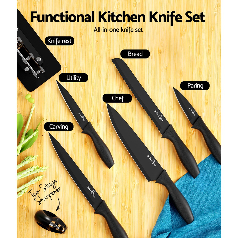 5-Star Chef 7PCS Kitchen Knife Set Stainless Steel Non-stick with Sharpener - Image 5