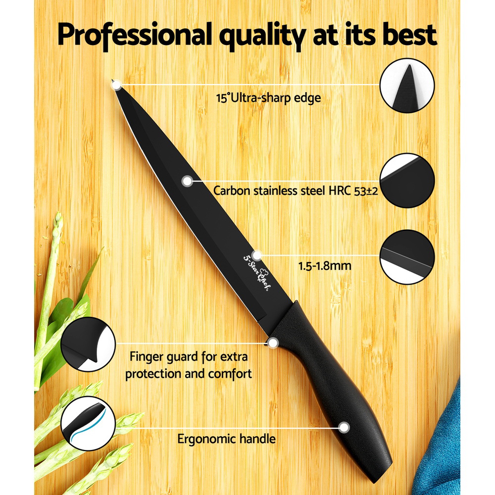 5-Star Chef 7PCS Kitchen Knife Set Stainless Steel Non-stick with Sharpener - Image 6