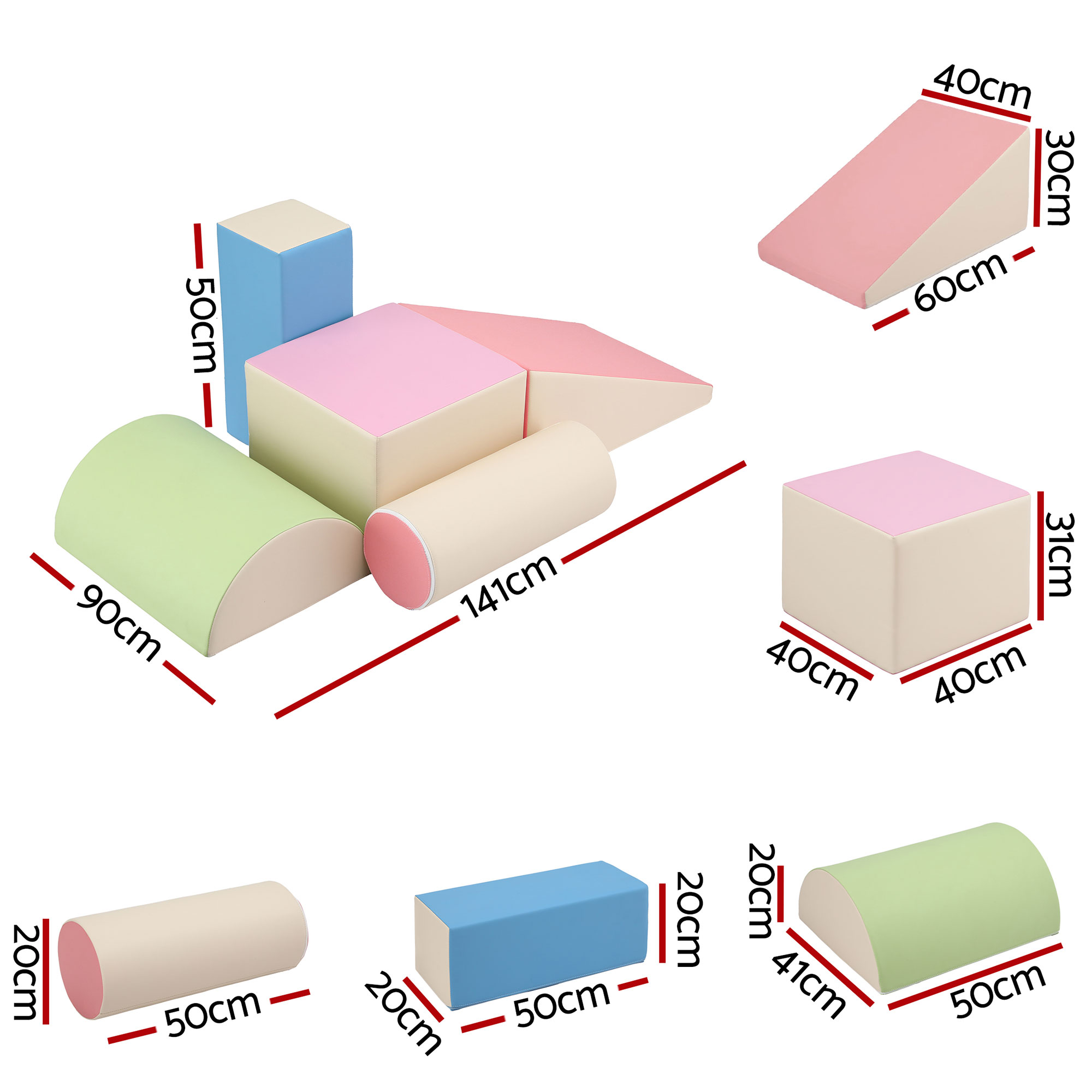 Keezi Kids Climbing Blocks 5-Piece Foam Toddler Playset Soft Indoor Climbing Toy Rocker - Image 2