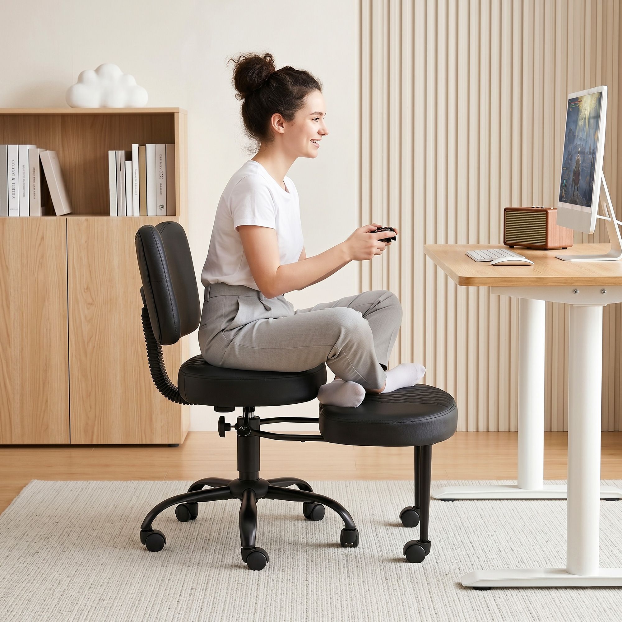 Artiss Cross Legged Kneeling Chair Adjustable Meditation Ergonomic Office Seat - Image 4