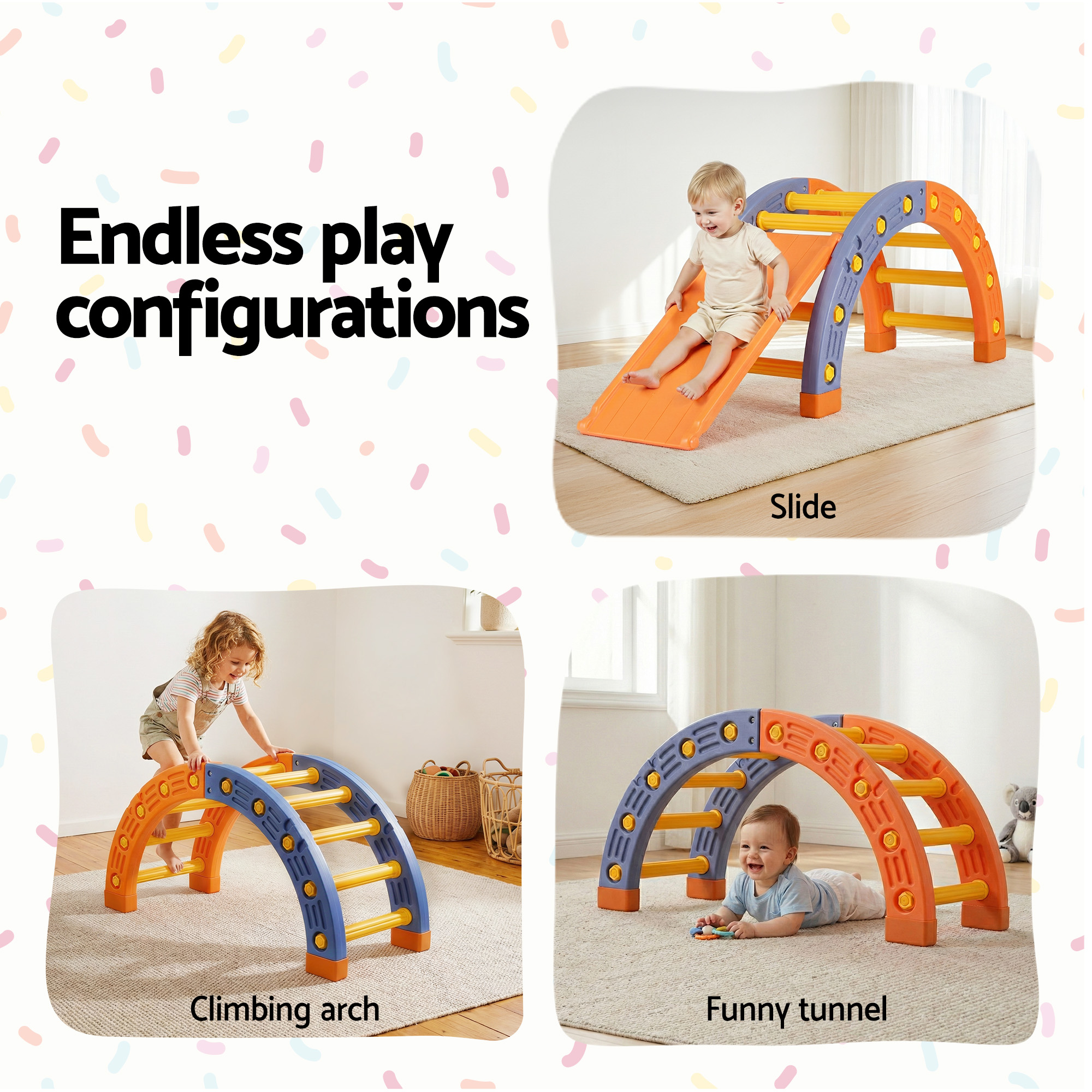 Keezi Kids Climbing Frame Set With Slide Indoor Outdoor Toddler Toys Pikler Arch Climber - Image 4