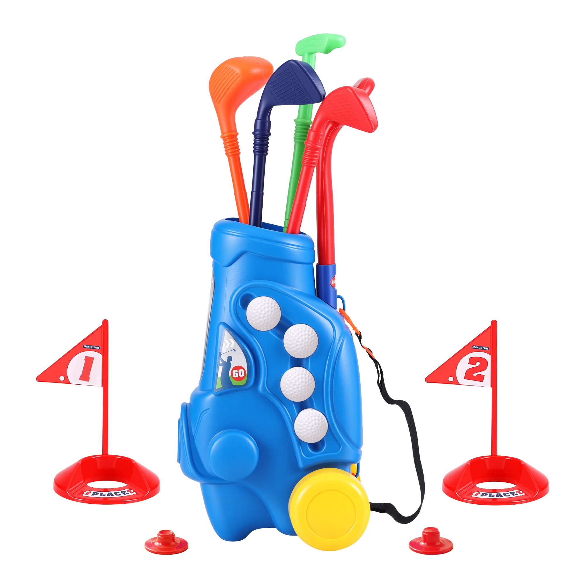 Keezi Kids Golf Set Toddler Club Set Pull Cart Indoor Outdoor Backyard Mini Toy Ages 2-6 - Image 1
