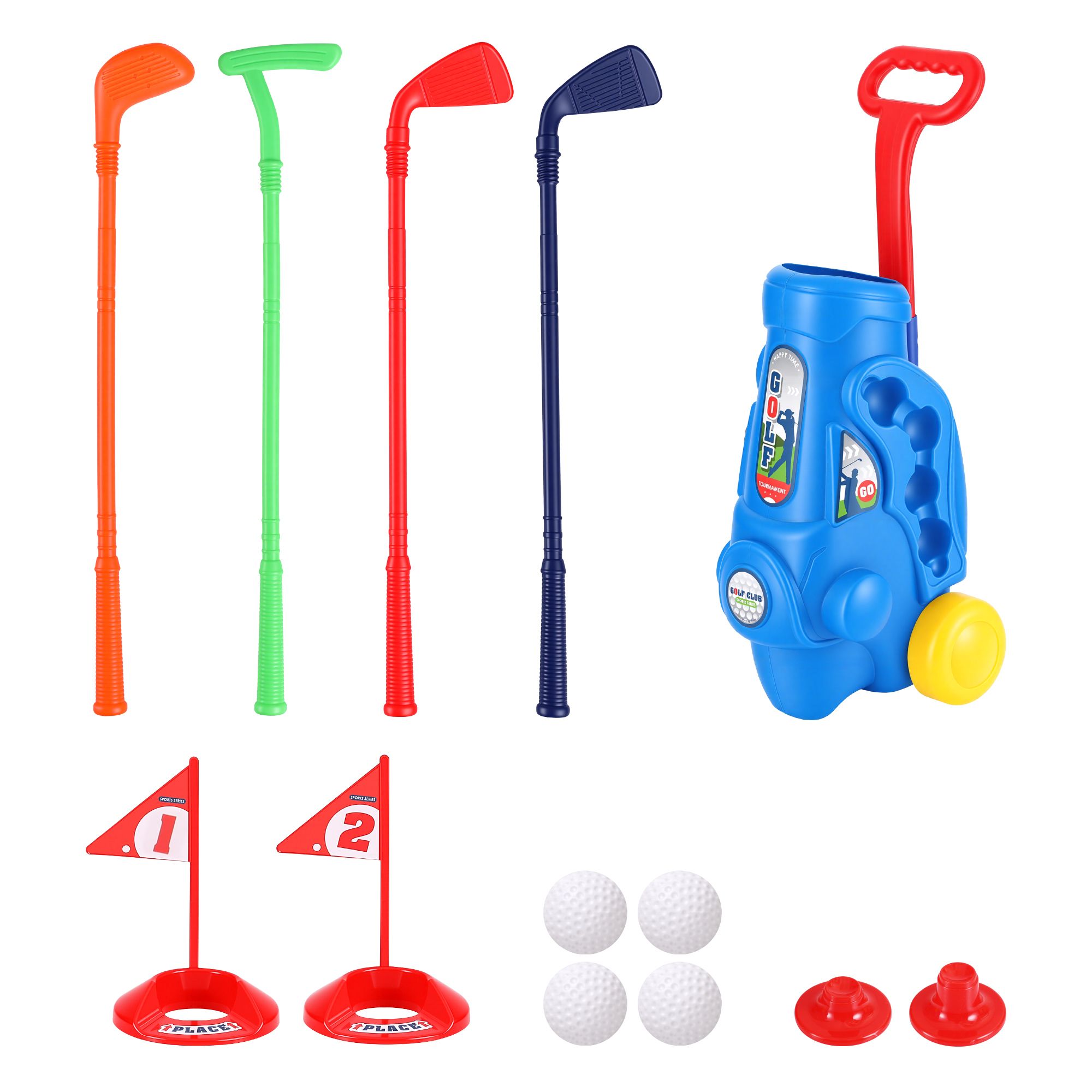 Keezi Kids Golf Set Toddler Club Set Pull Cart Indoor Outdoor Backyard Mini Toy Ages 2-6 - Image 3