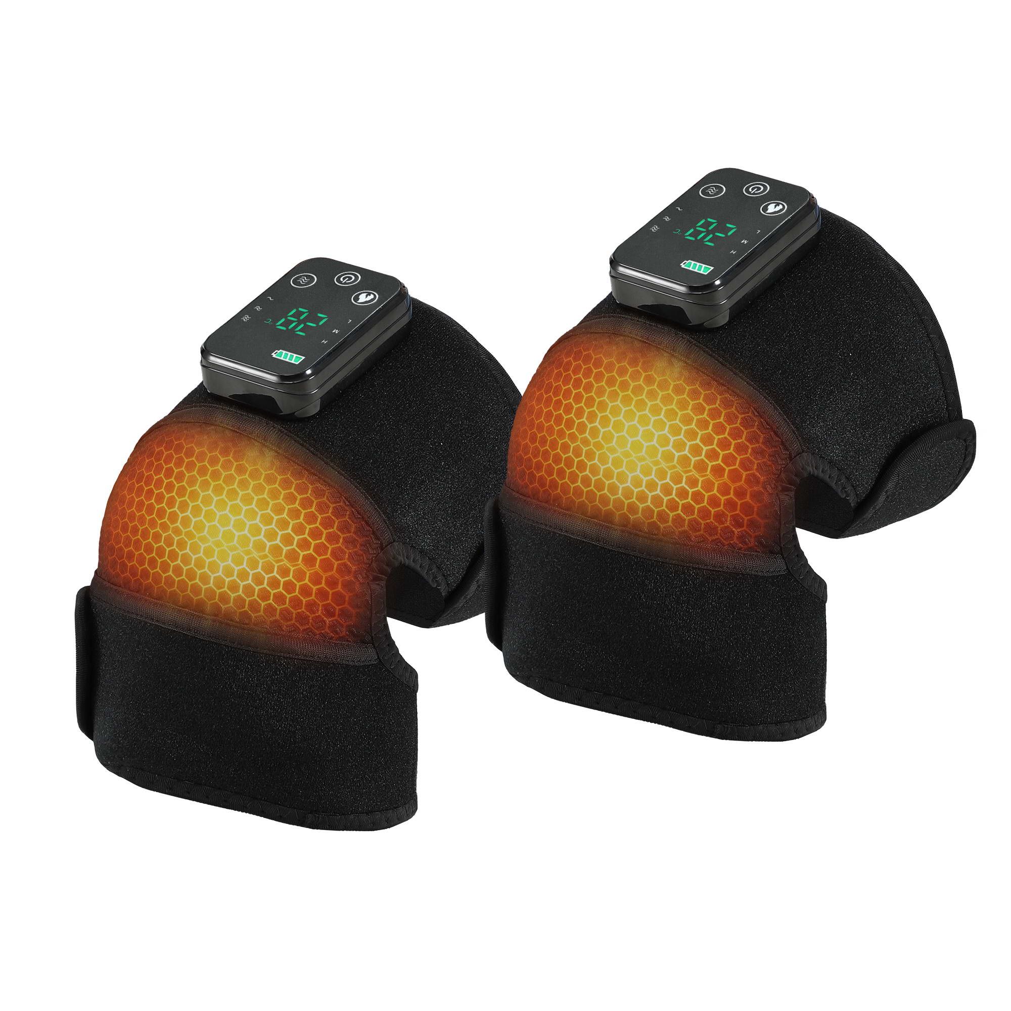 Livemor Knee Massager with Heat (2 Pack), Cordless Heated Knee Massage for Pain Relief with 3 Heating Levels, 3 Vibration Modes, Gentle Lights, Adjustable Straps, 3-in-1, Gift for Men and Women - Image 1