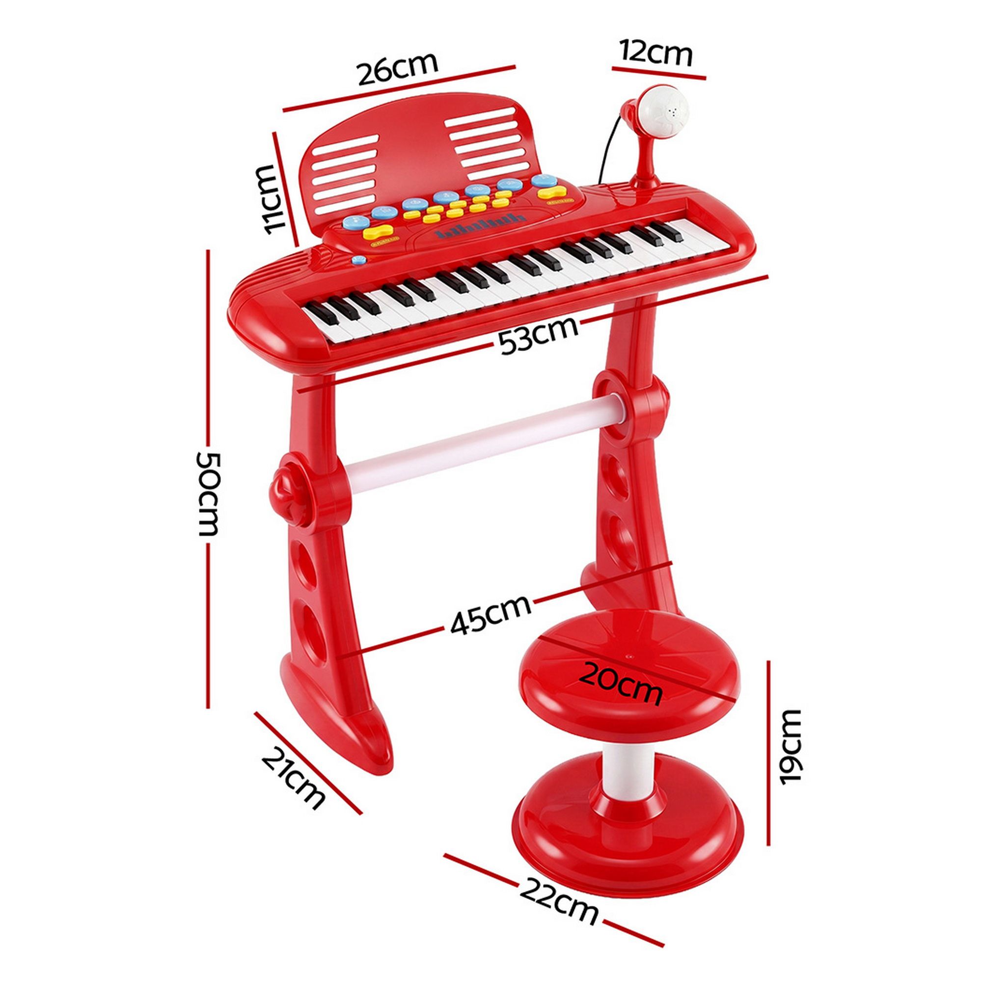 Keezi Kids Piano Keyboard 37 Keys Electronic Musical Instrument Set w/ Stool Microphone - Image 2