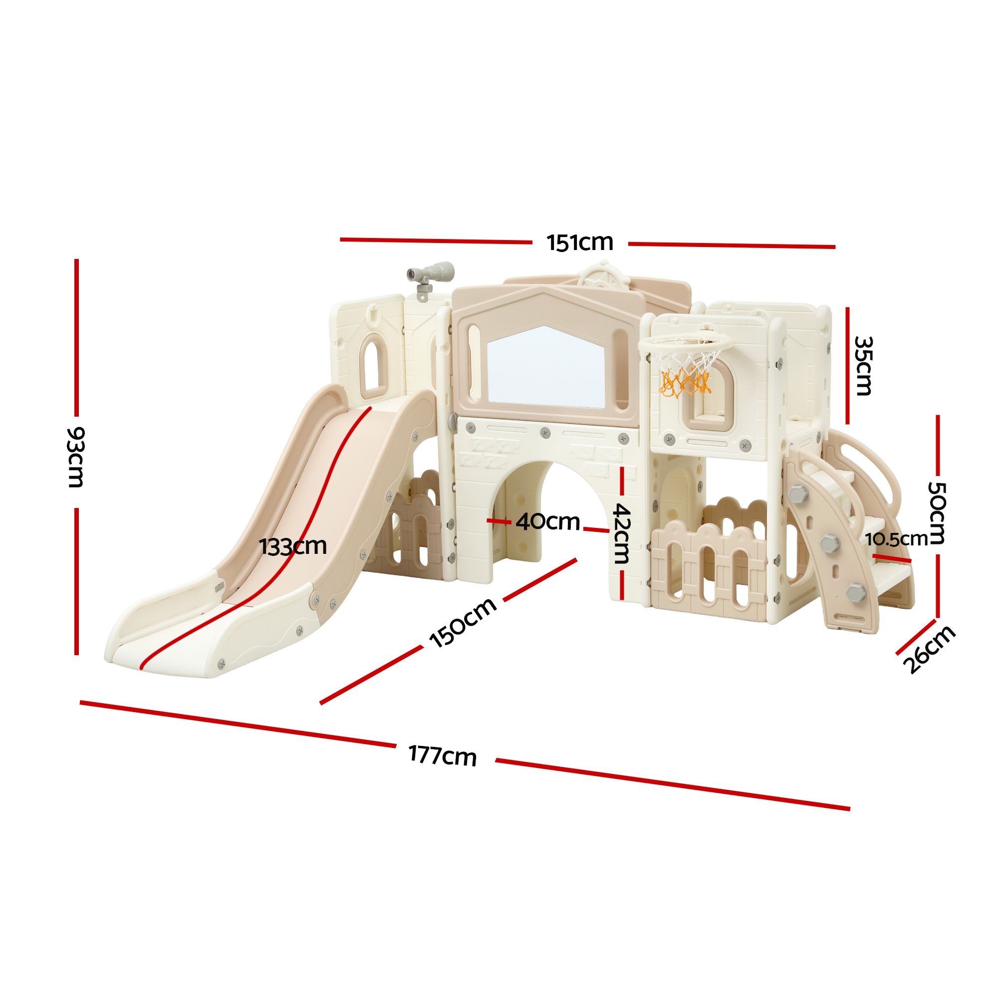 Keezi Kids Slide Set Toddler Indoor Playset With Drawing Board Beige - Image 2