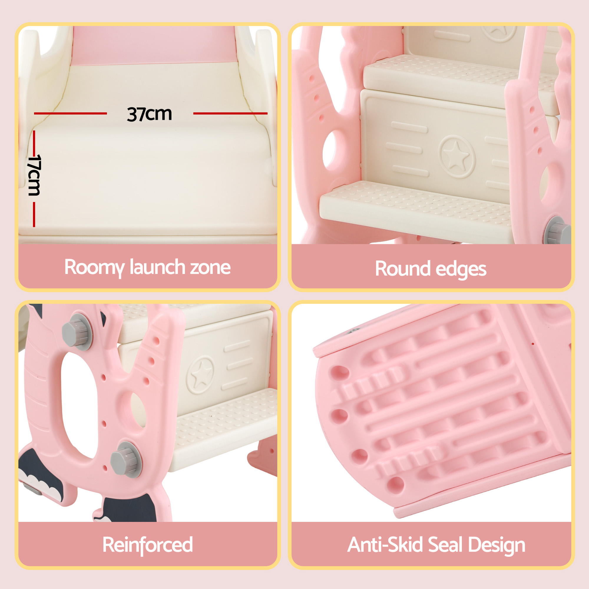 Keezi Kids Slide Set Basketball Hoop Outdoor Playground Toy Dragon 125cm Slide Pink - Image 5