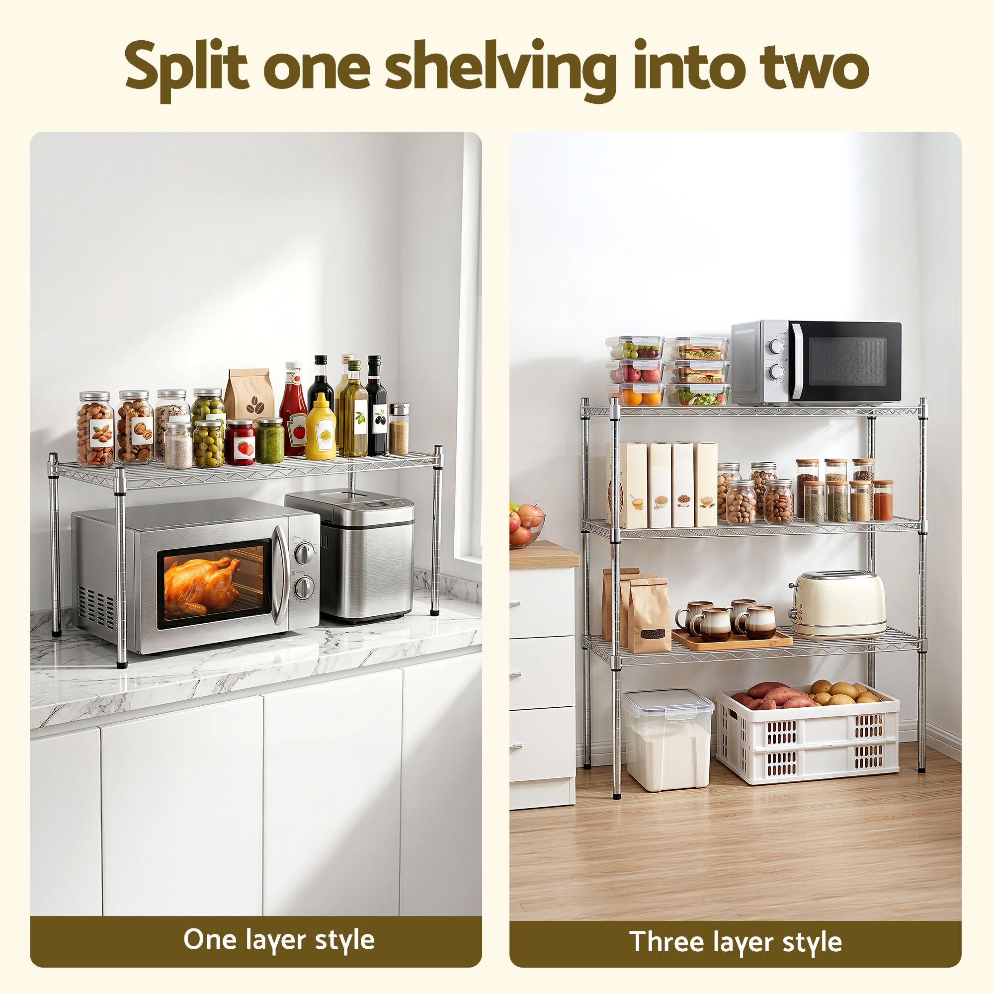 Artiss 5-Tier Kitchen Rack Shelf Shelving 120x45x179CM Adjustable Metal Storage Shelves - Image 7