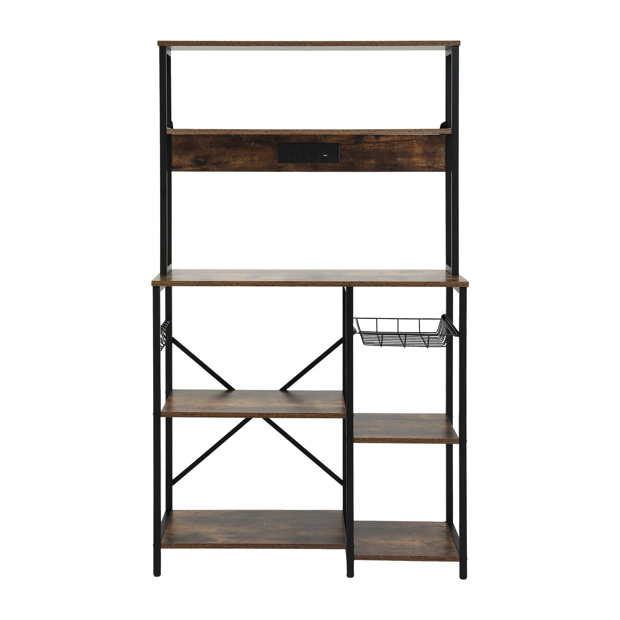 Artiss 5-Tier Kitchen Rack with Power Outlets 90CMX153CM Microwave Storage Shelf - Image 4