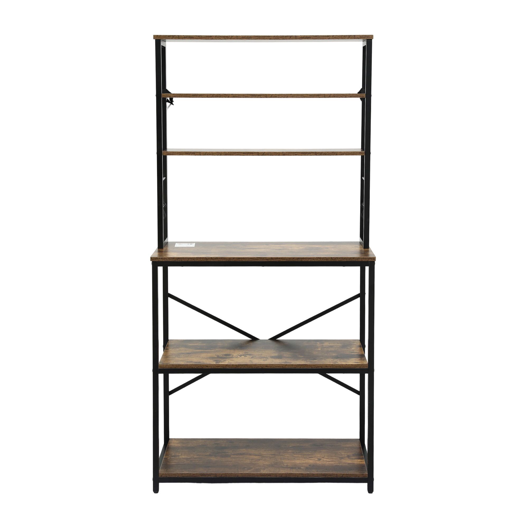 Artiss 6-Tier Kitchen Rack with 6 Hooks Microwave Storage Shelf 80cm x 167cm - Image 4