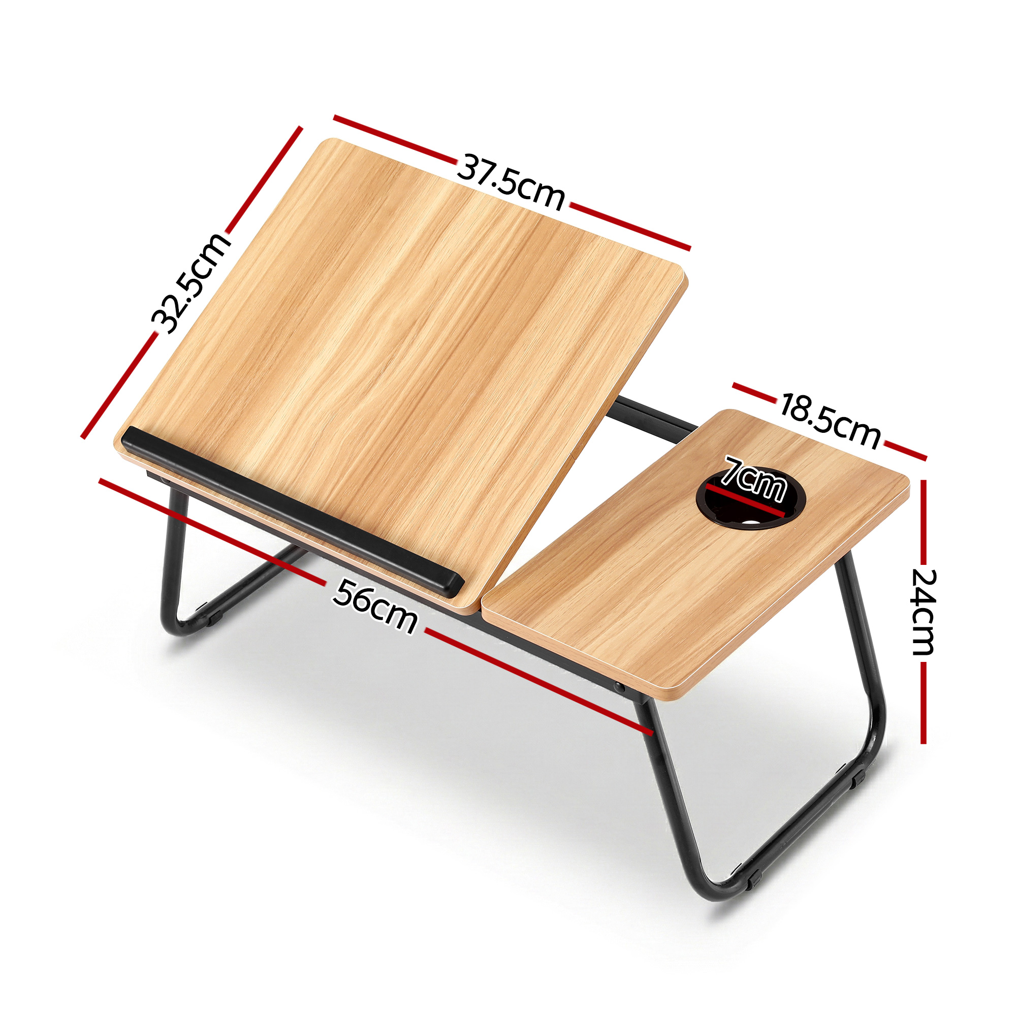 Artiss Laptop Desk Bed Table Foldable Portable Desktop Oak - Image 2