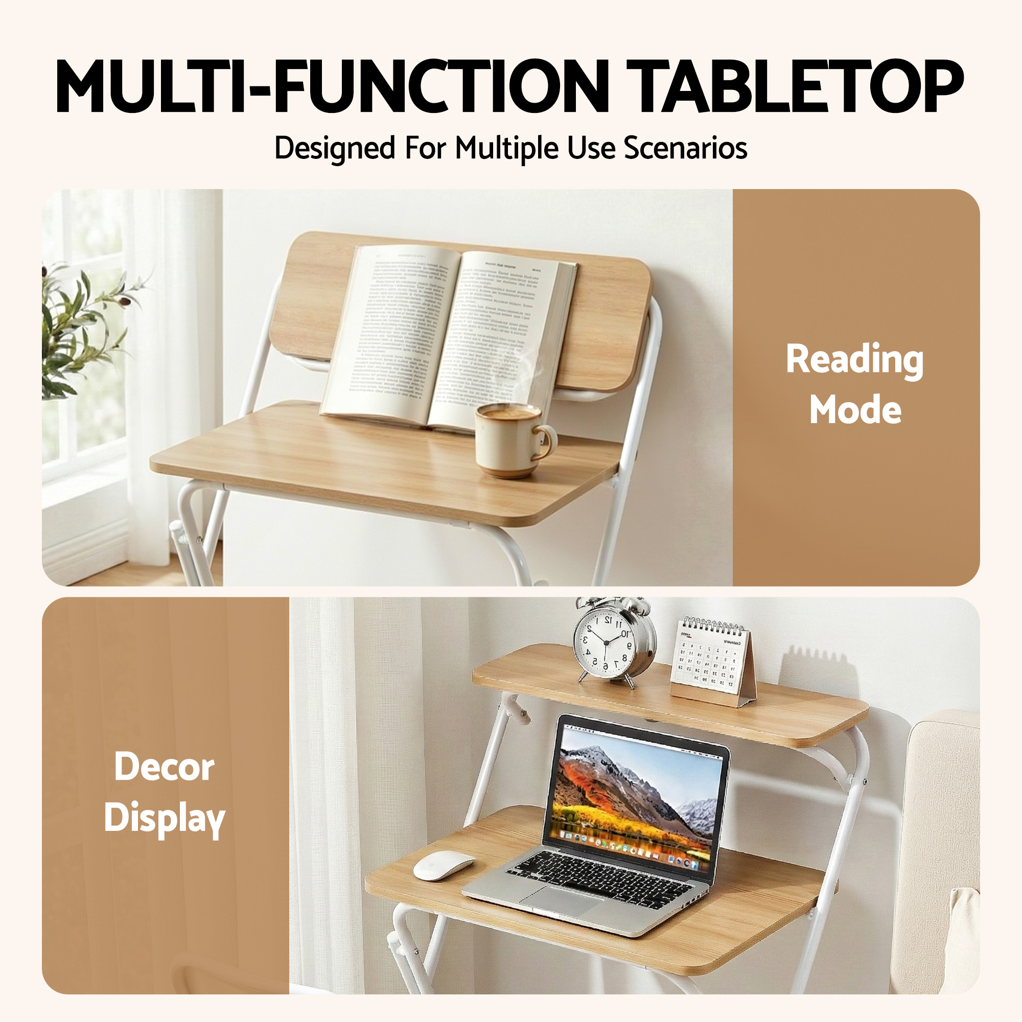 Artiss Laptop Desk Computer Foldable Study Desk Home Office Oak - Image 6