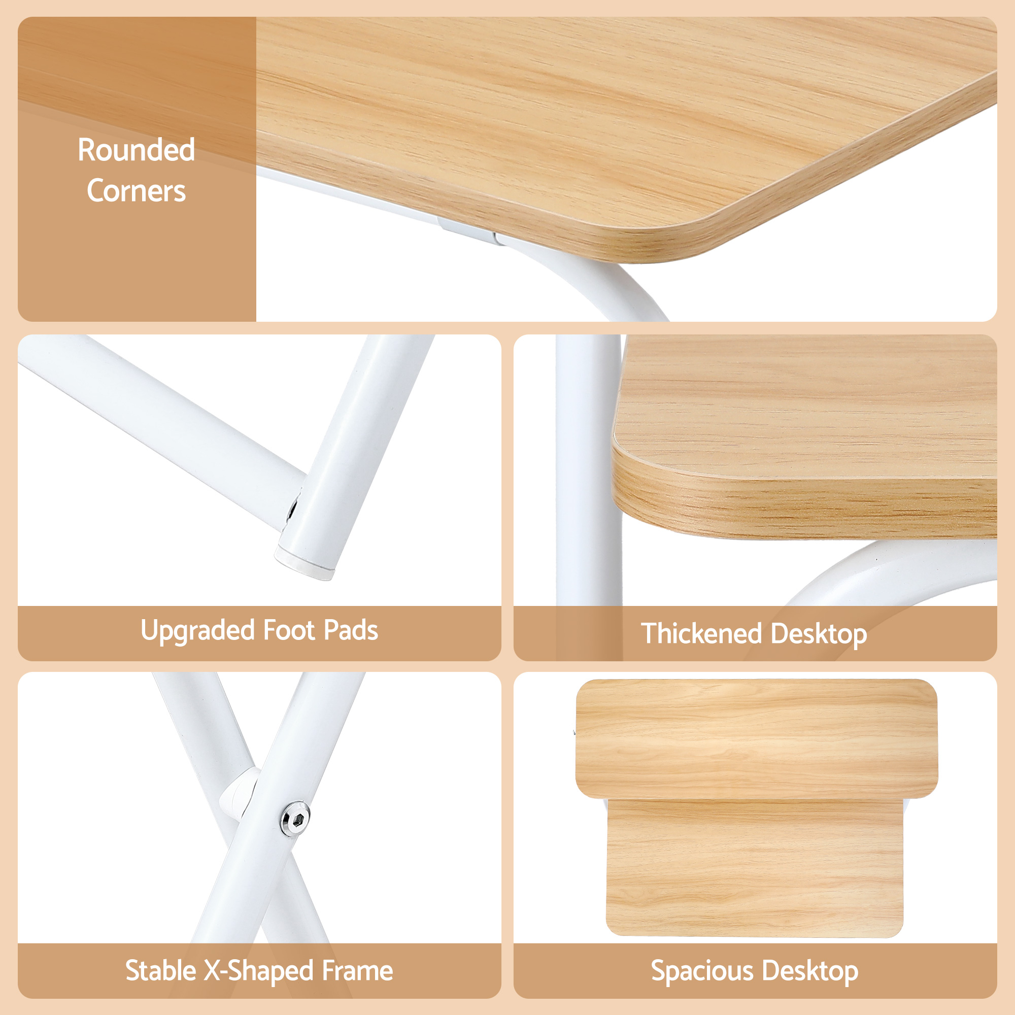 Artiss Laptop Desk Computer Foldable Study Desk Home Office Oak - Image 8