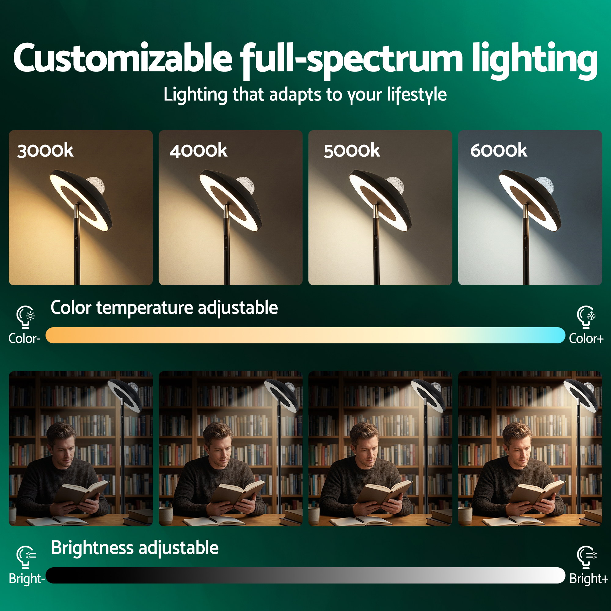 Artiss 2-in-1 LED Floor Lamp with Galaxy Projector &Remote, 178cm Tall Torchiere Standing Light with Dynamic RGB Aurora Stepless 4 Colour Temperatures, 1H Timer for Living Room, Bedroom Kids Room - Image 6