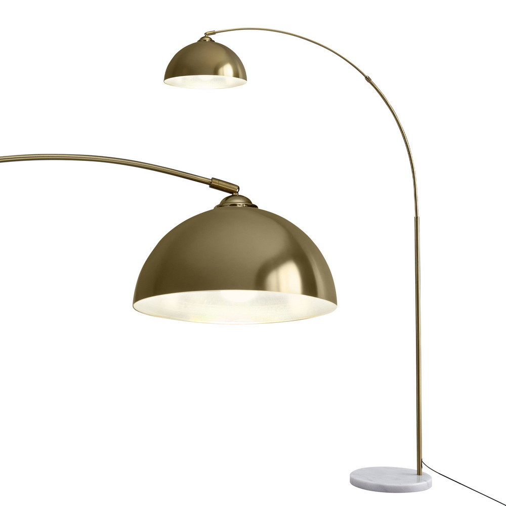 Artiss Modern Arched Floor Lamp Gold Brass Standing Heavy-Duty Marble Base for Living Room Bedroom - Image 1