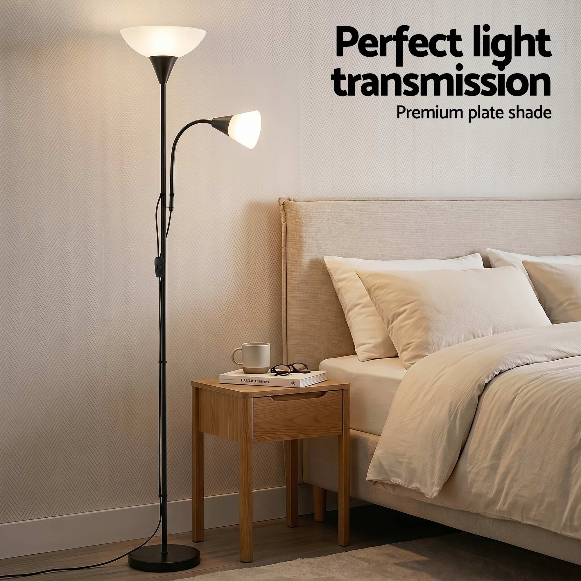 Artiss Floor Lamp Mother and Child Modern Home Living Room Office Reading Black - Image 8
