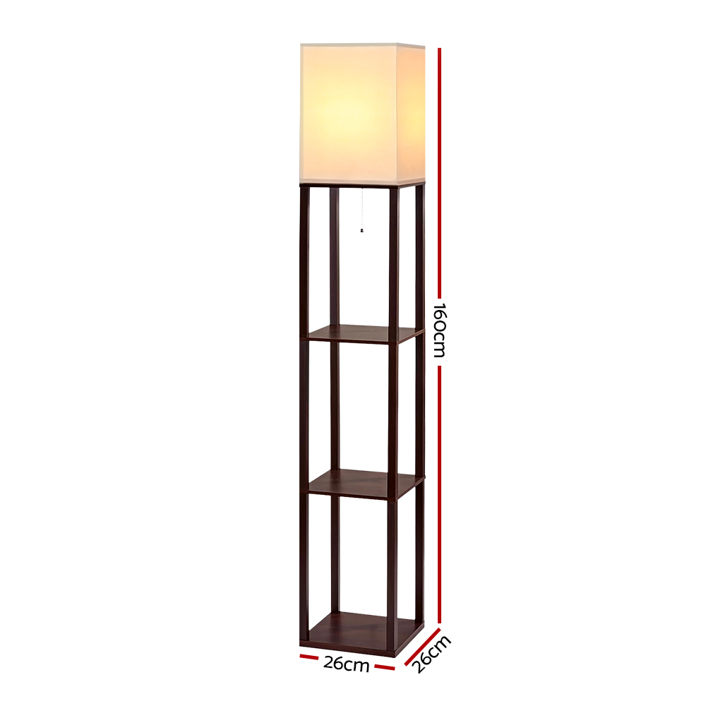 Artiss Floor Lamp 3 Tier Shelf Storage LED Light Stand Home Room Vintage White - Image 3