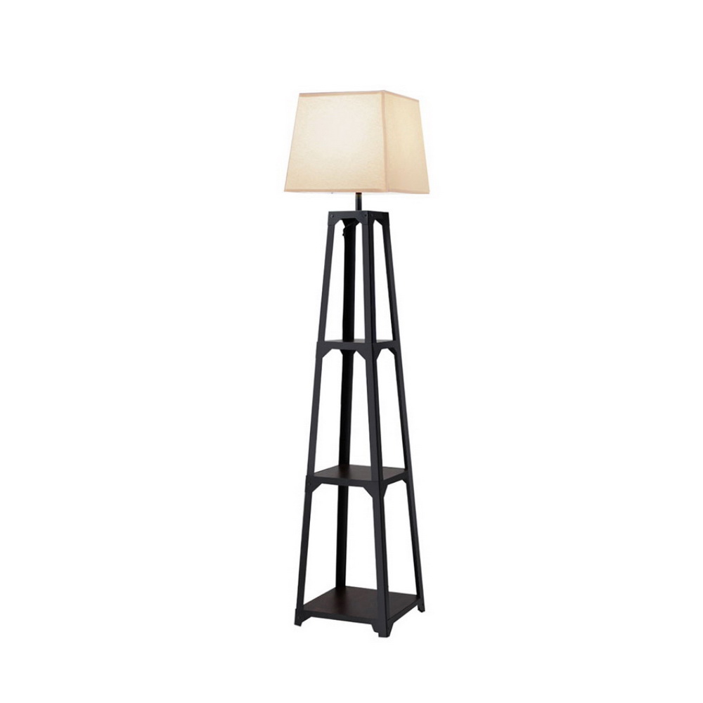 Artiss Floor Lamp 3 Tier Shelf Storage LED Light Stand Home Room Vintage White - Image 1