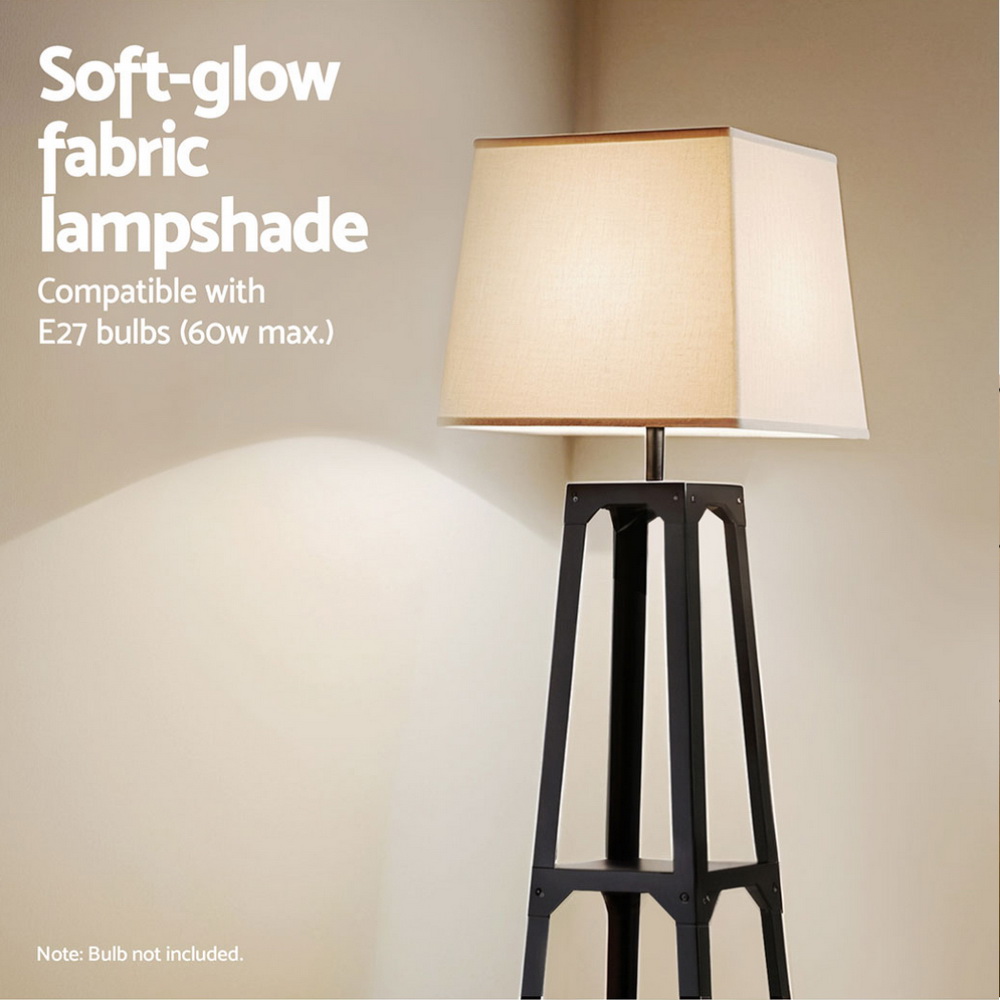 Artiss Floor Lamp 3 Tier Shelf Storage LED Light Stand Home Room Vintage White - Image 5