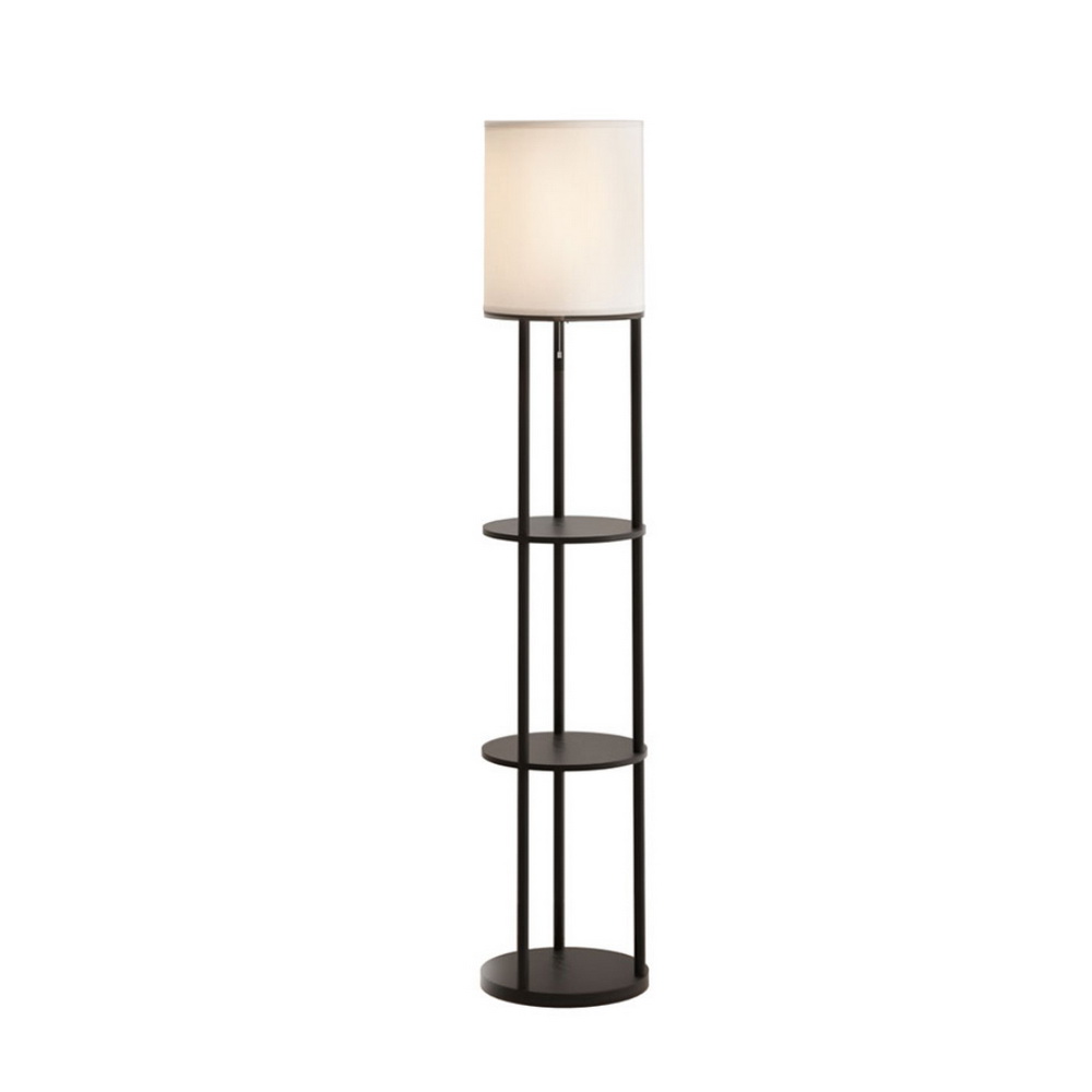 Artiss Floor Lamp 3 Tier Shelf Storage LED Light Stand Home Room Vintage Round - Image 1