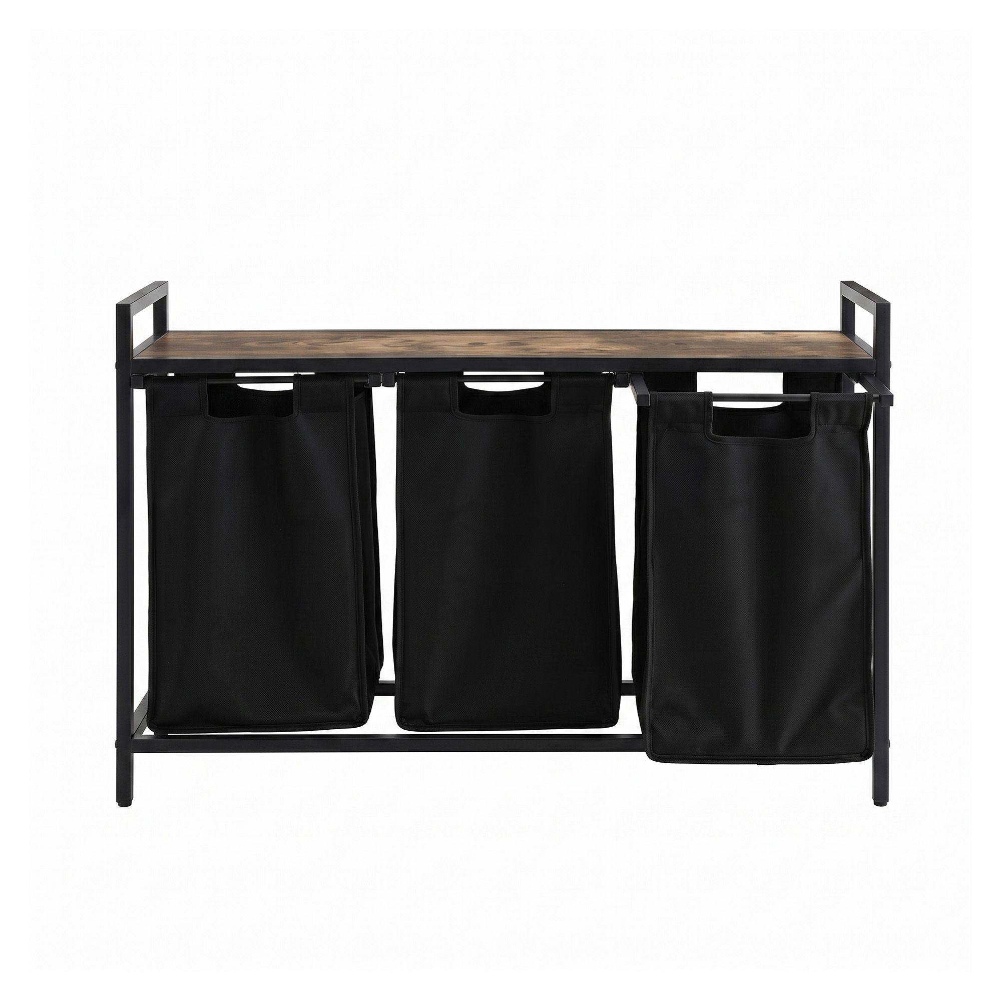 Artiss Laundry Basket with 3 Pull-out Bags Metal Frame Black - Image 5