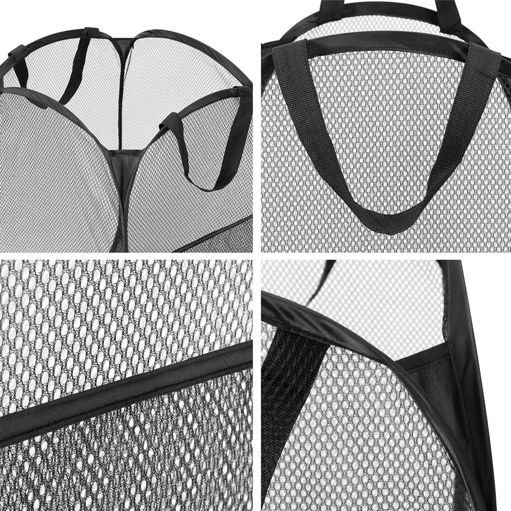 Artiss 2X Laundry Basket Hamper Foldable Black - Image 4