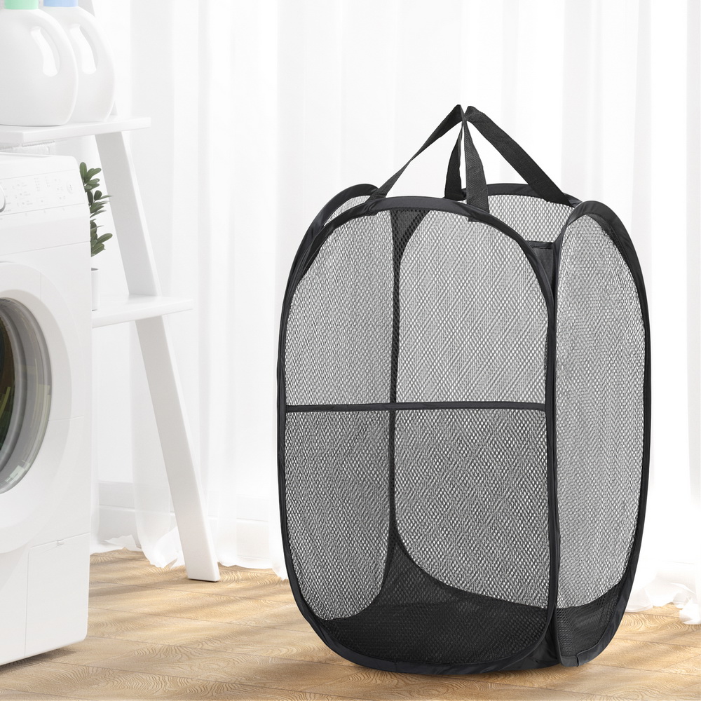 Artiss 2X Laundry Basket Hamper Foldable Black - Image 7