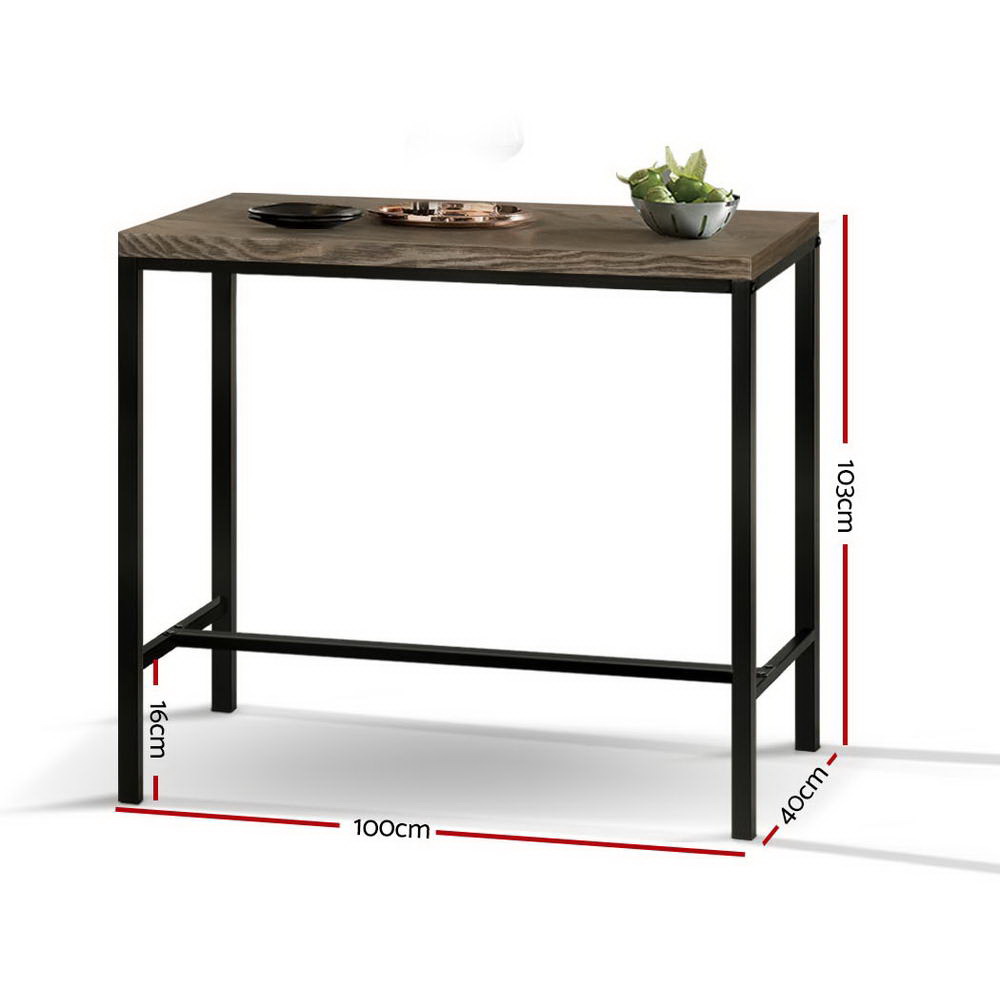 Artiss Vintage Industrial High Bar Table for Stool Kitchen Cafe Desk Dark Brown - Image 2