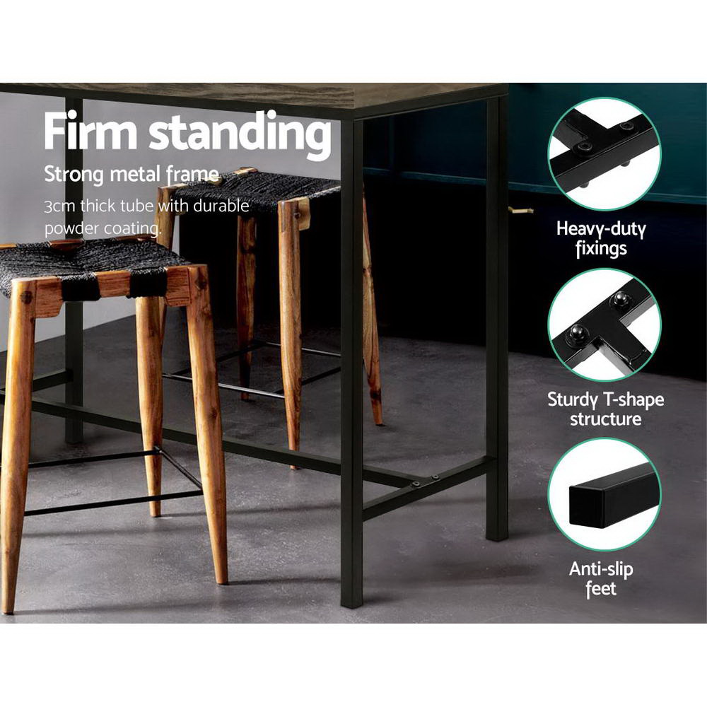Artiss Vintage Industrial High Bar Table for Stool Kitchen Cafe Desk Dark Brown - Image 6