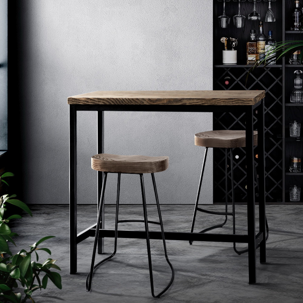 Artiss Vintage Industrial High Bar Table for Stool Kitchen Cafe Desk Dark Brown - Image 7