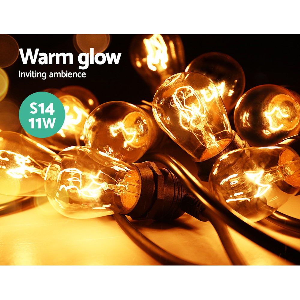 20m LED Festoon String Lights Outdoor Christmas Wedding Waterproof Garden Decor - Image 4