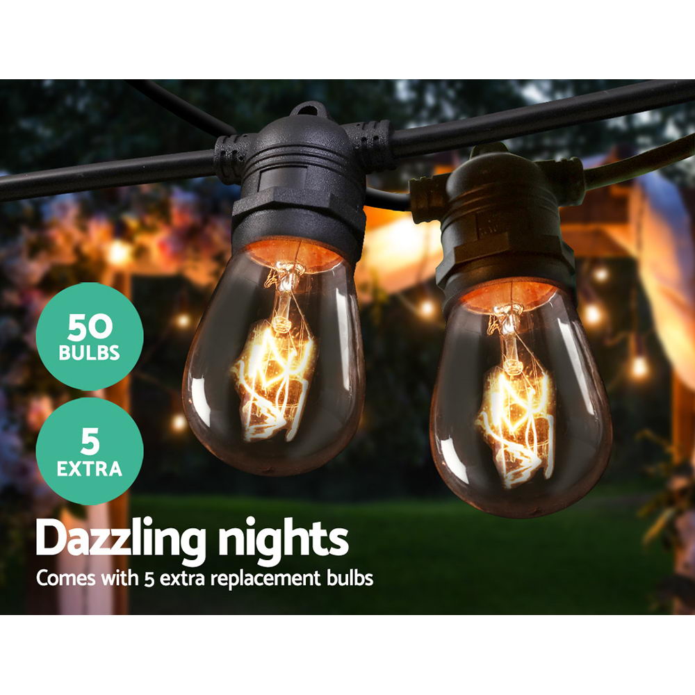 47m LED Festoon String Lights Outdoor Christmas Wedding Waterproof Garden Decor - Image 3