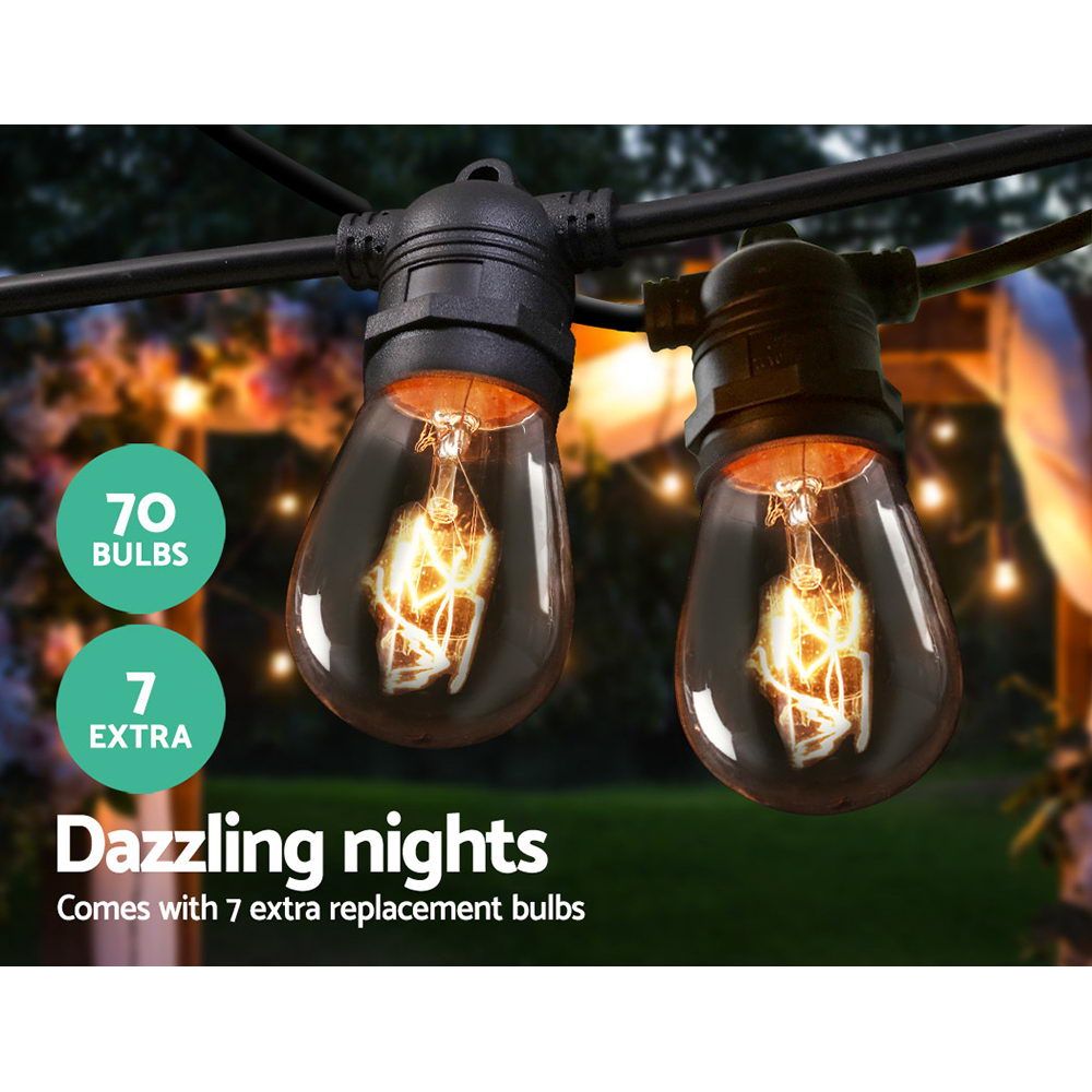 65m LED Festoon String Lights Outdoor Christmas Wedding Waterproof Garden Decor - Image 3