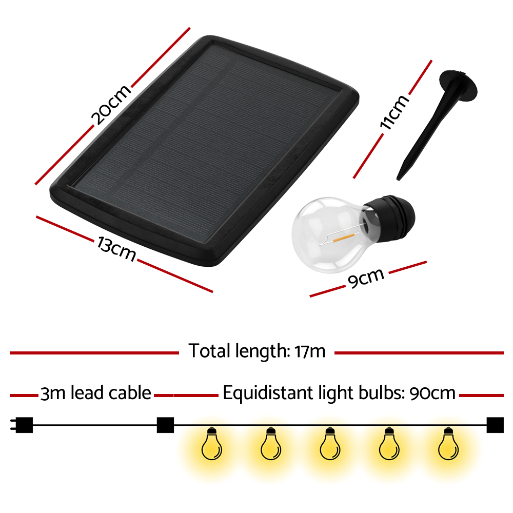 17m Solar Festoon Lights Outdoor LED String Light Christmas Decorations 2pcs - Image 2