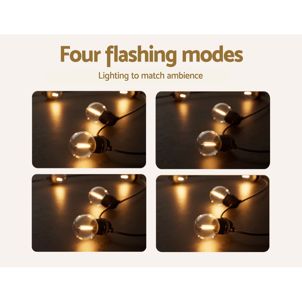 23m Solar Festoon Lights Outdoor LED String Light Xmas Wedding Garden Party - Image 5
