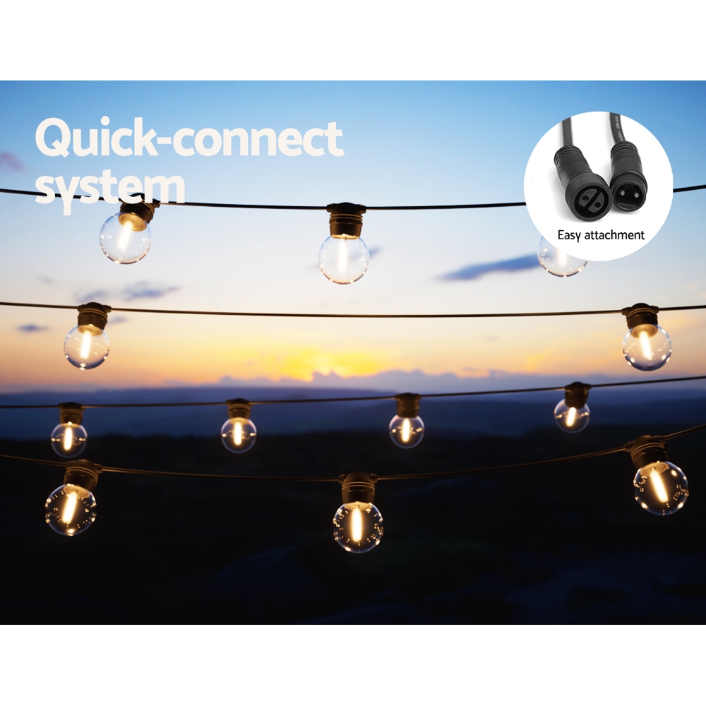 41m Solar Festoon Lights Outdoor LED String Light Xmas Wedding Garden Party - Image 6