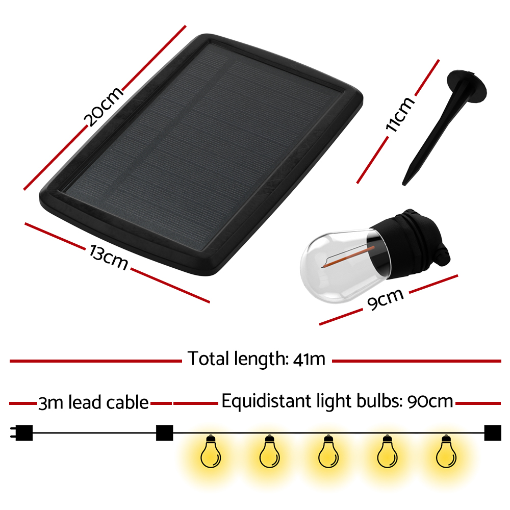 41m Solar Festoon Lights Outdoor LED String Light Christmas Party Decorations - Image 2