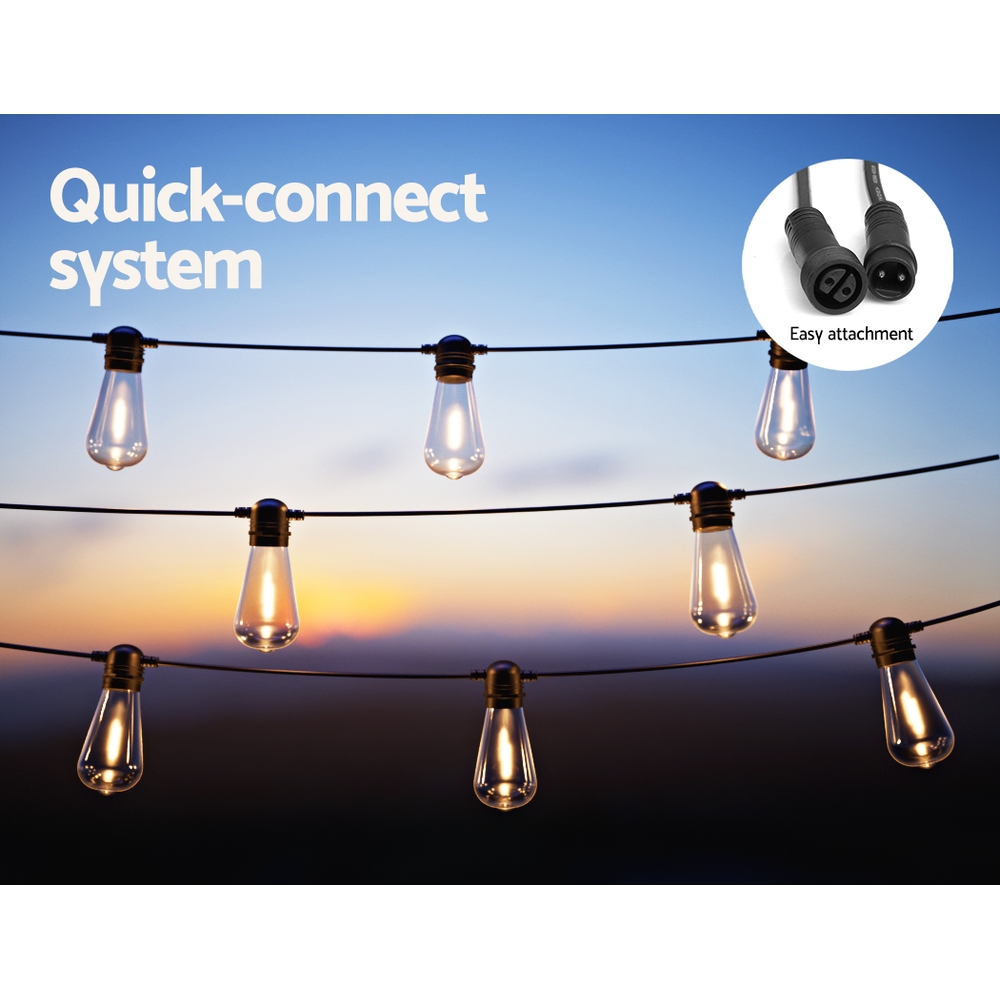 23m Solar Festoon Lights Outdoor LED String Light Xmas Party Decorations - Image 6