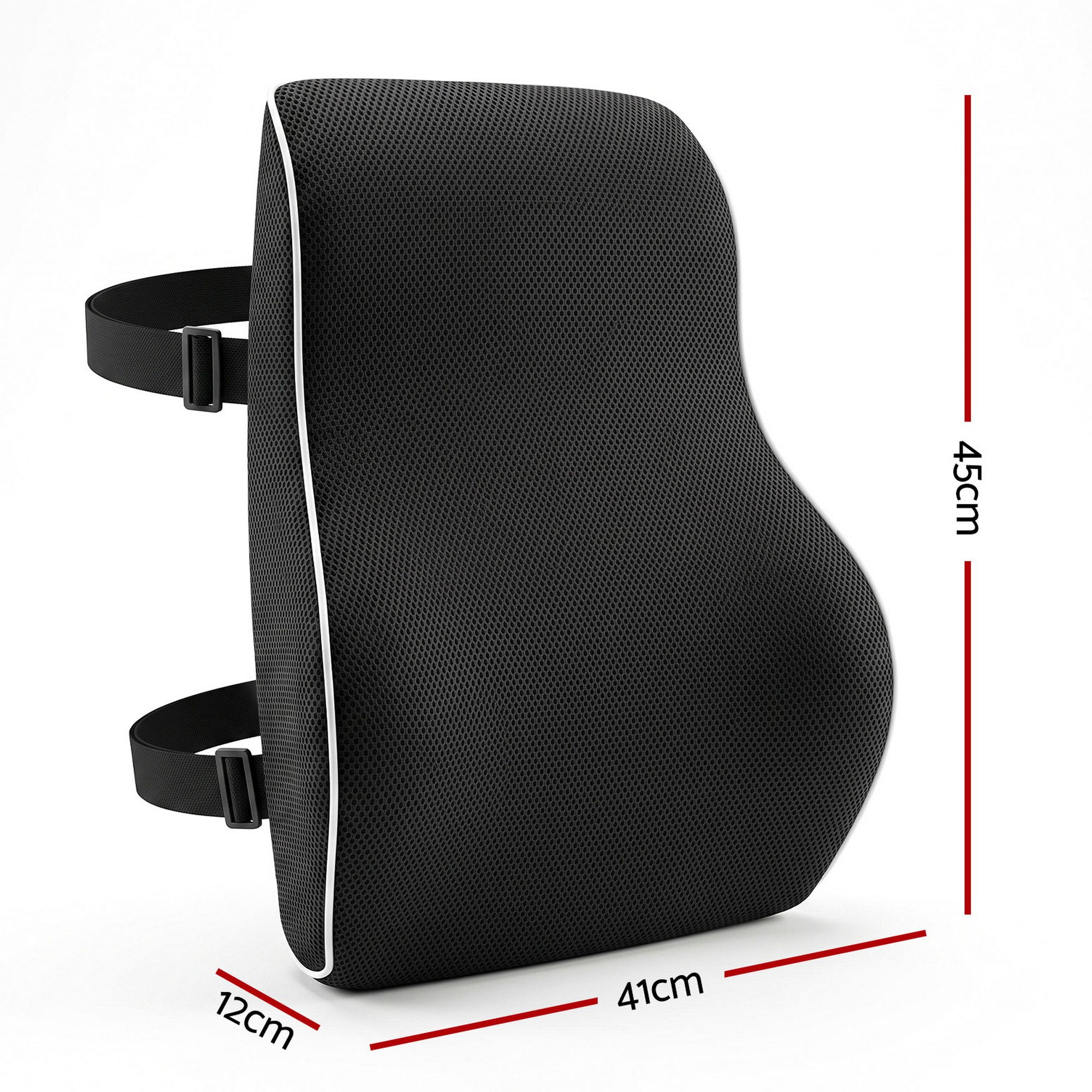 Artiss Ergonomic Lumbar Support Cushion for Office Chair and Car Memory Foam Lumbar Pillow for Back, Breathable Back Support Pillow with Adjustable Straps for Office Gaming Car Home - Image 2