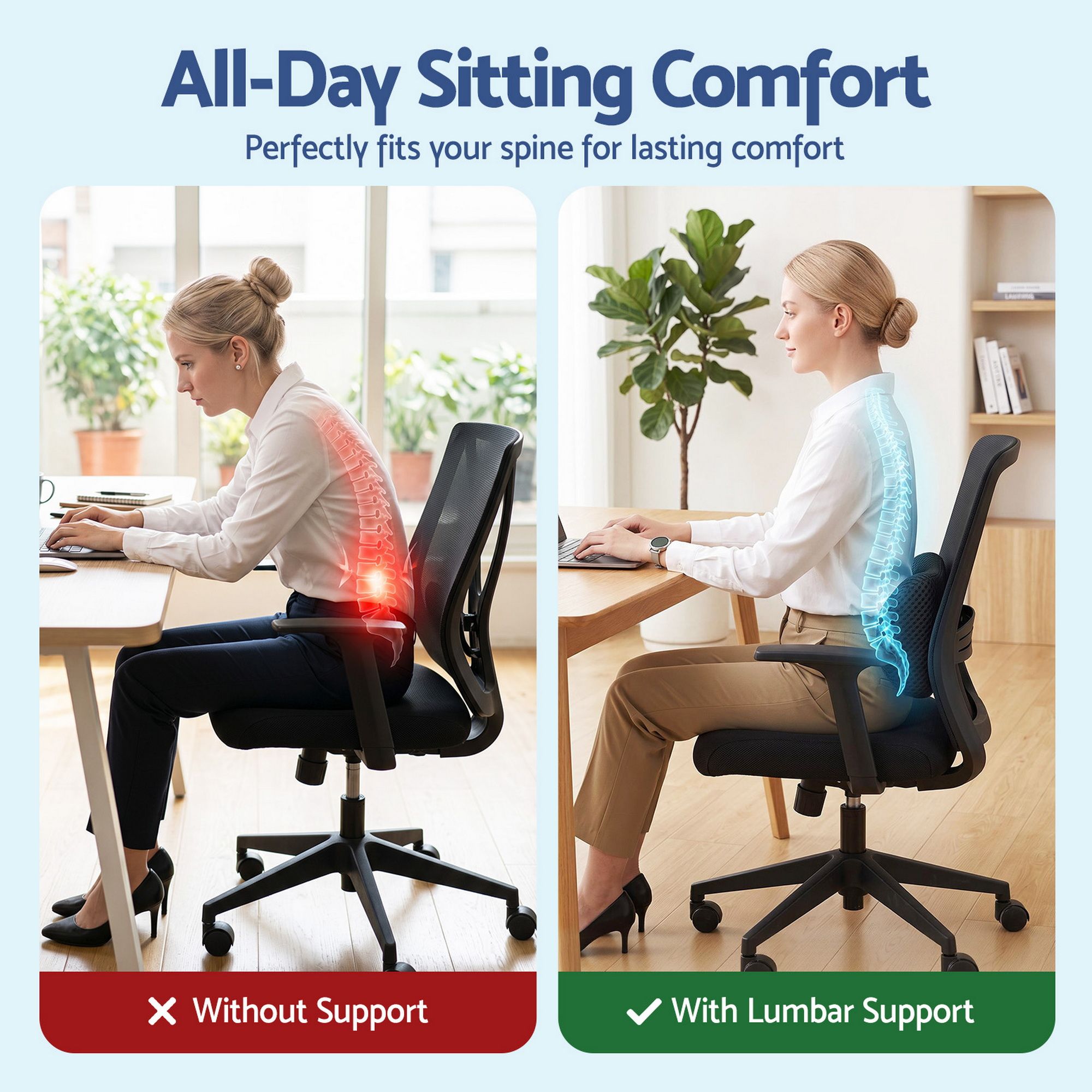 Artiss Lumbar Support Pillow for Office Chair and Car Ergonomic Memory Foam Lumbar Pillow for Lower Back, Breathable Back Support Pillow for Car Seat, Bed and Recliner - Image 4