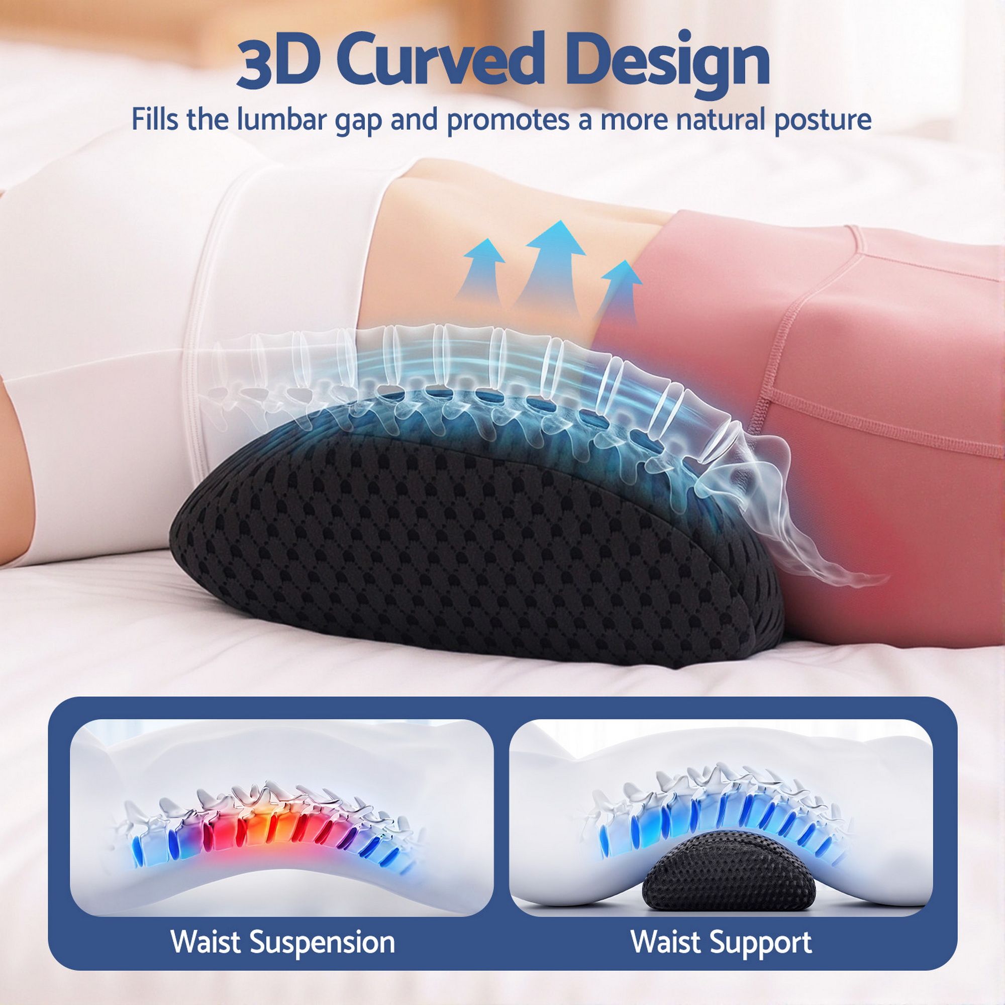 Artiss Lumbar Support Pillow for Office Chair and Car Ergonomic Memory Foam Lumbar Pillow for Lower Back, Breathable Back Support Pillow for Car Seat, Bed and Recliner - Image 5