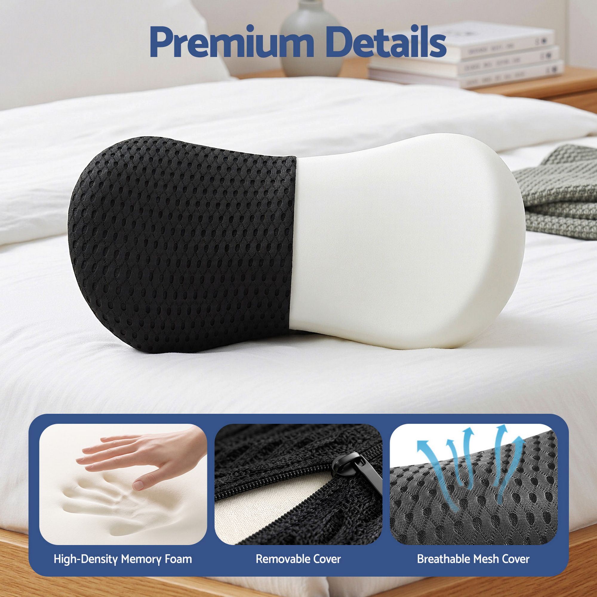 Artiss Lumbar Support Pillow for Office Chair and Car Ergonomic Memory Foam Lumbar Pillow for Lower Back, Breathable Back Support Pillow for Car Seat, Bed and Recliner - Image 6