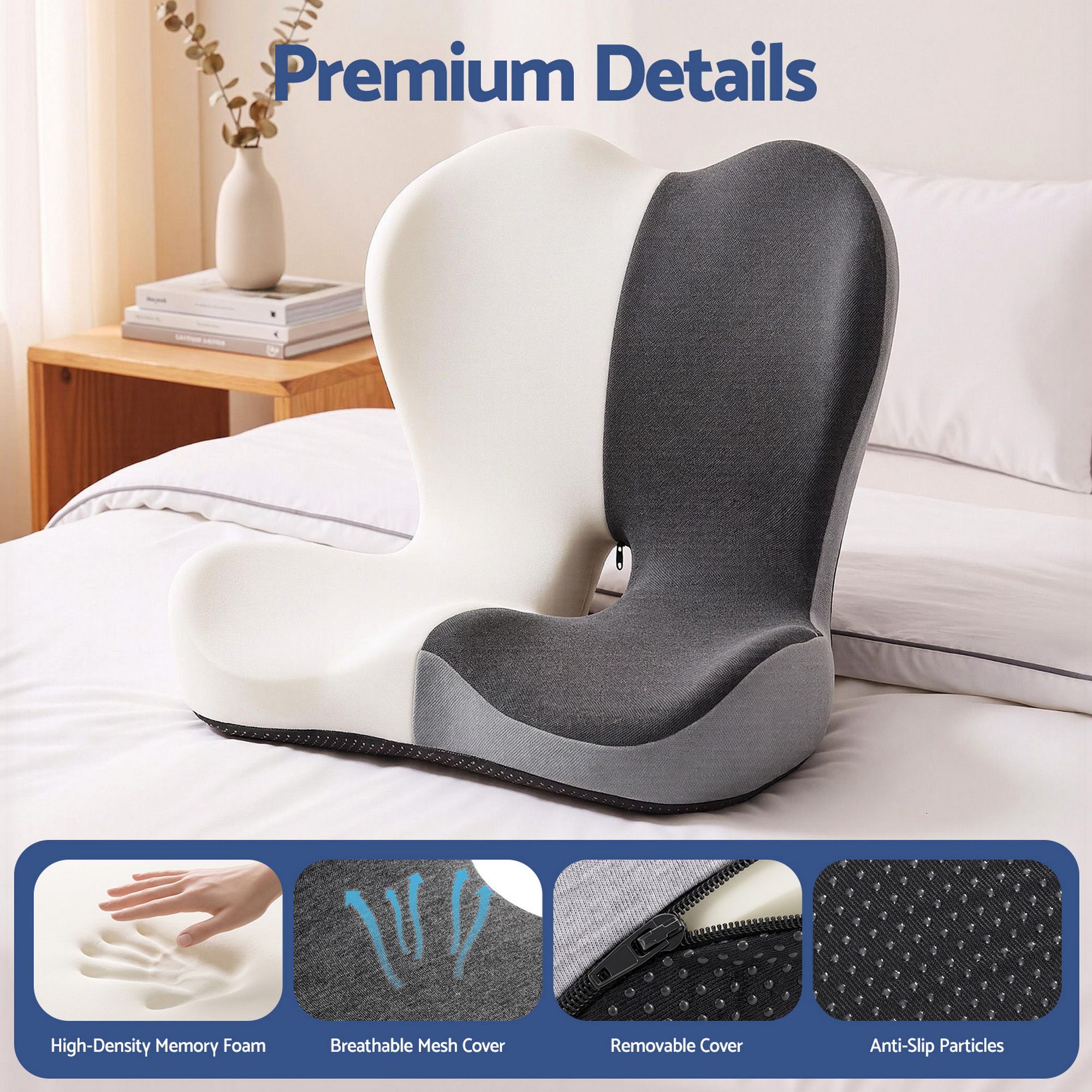 Artiss Ergonomic Seat Cushion with Lumbar Support for Office Chair, Memory Foam Coccyx and Lumbar Support Pad for Car Office Wheelchair Home - Image 6