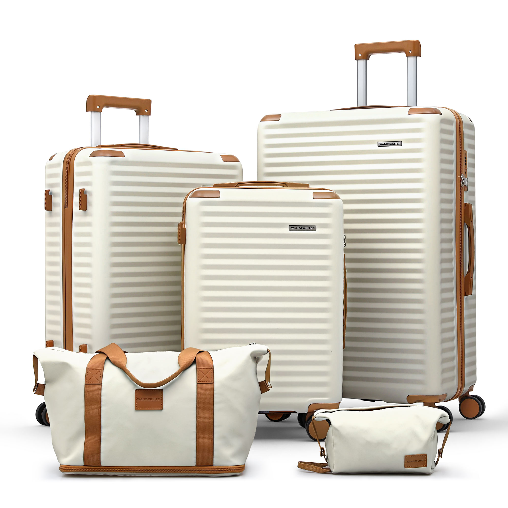 Wanderlite 5pcs Luggage Suitcase Set Trolley Travel TSA Lightweight Hard Case - Image 1