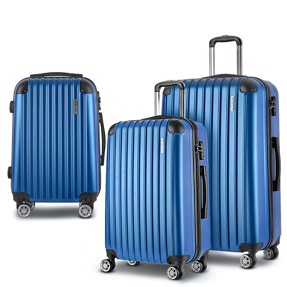 Wanderlite 3 Set Luggage 20-24-28 Inch with Zipper Lock Carry On Hard Shell Travel Suitcase Luggage Case Blue - Image 8