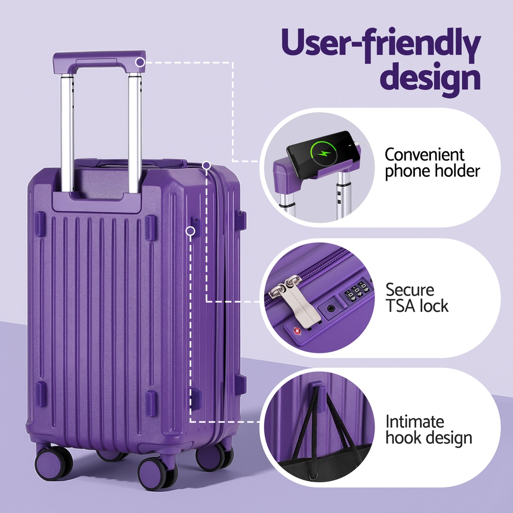 Wanderlite 2pcs Trunk Luggage Suitcase Travel Carry On TSA Lock 12