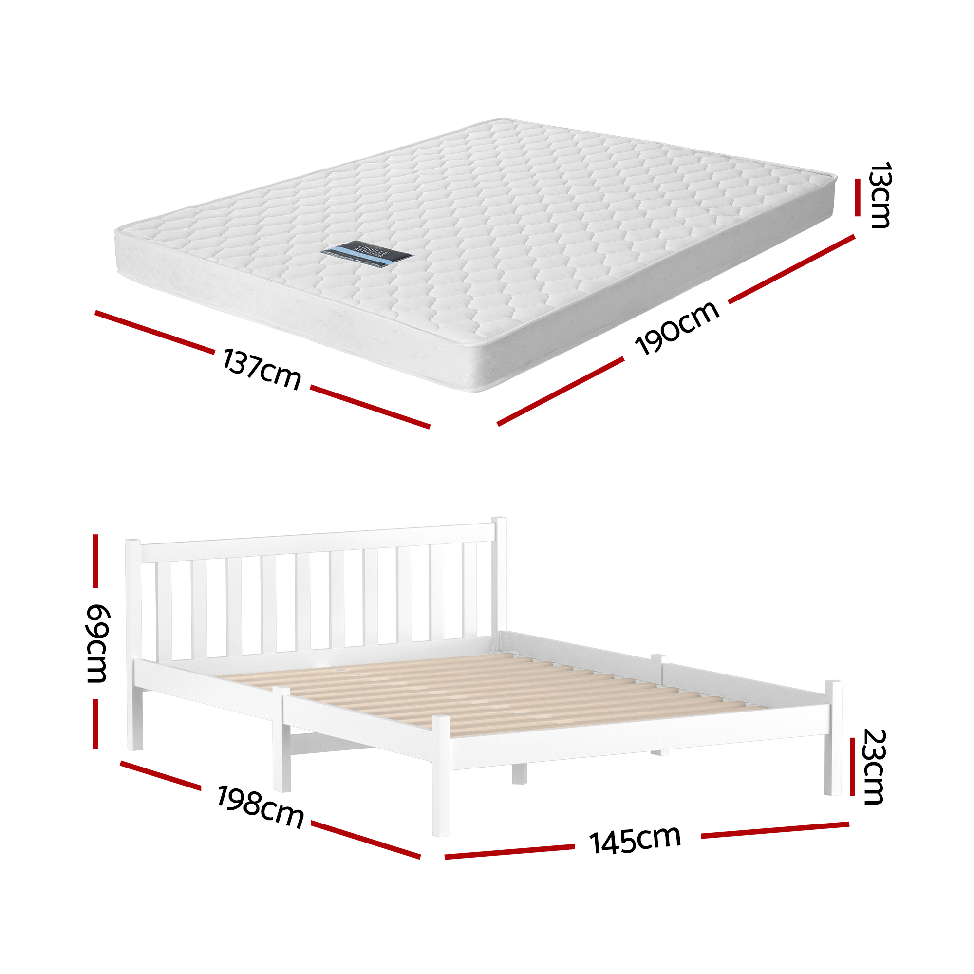 Giselle Double Mattress with Artiss Wooden Bed Frame Natural Pine Timber Base - Image 3