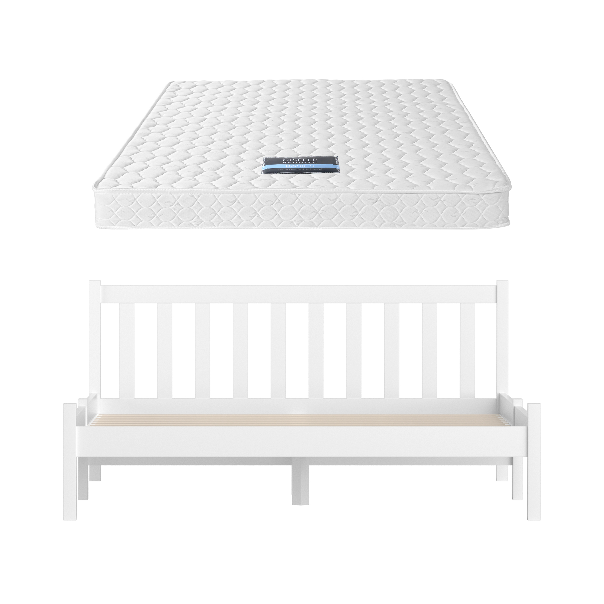 Giselle Double Mattress with Artiss Wooden Bed Frame Natural Pine Timber Base - Image 4