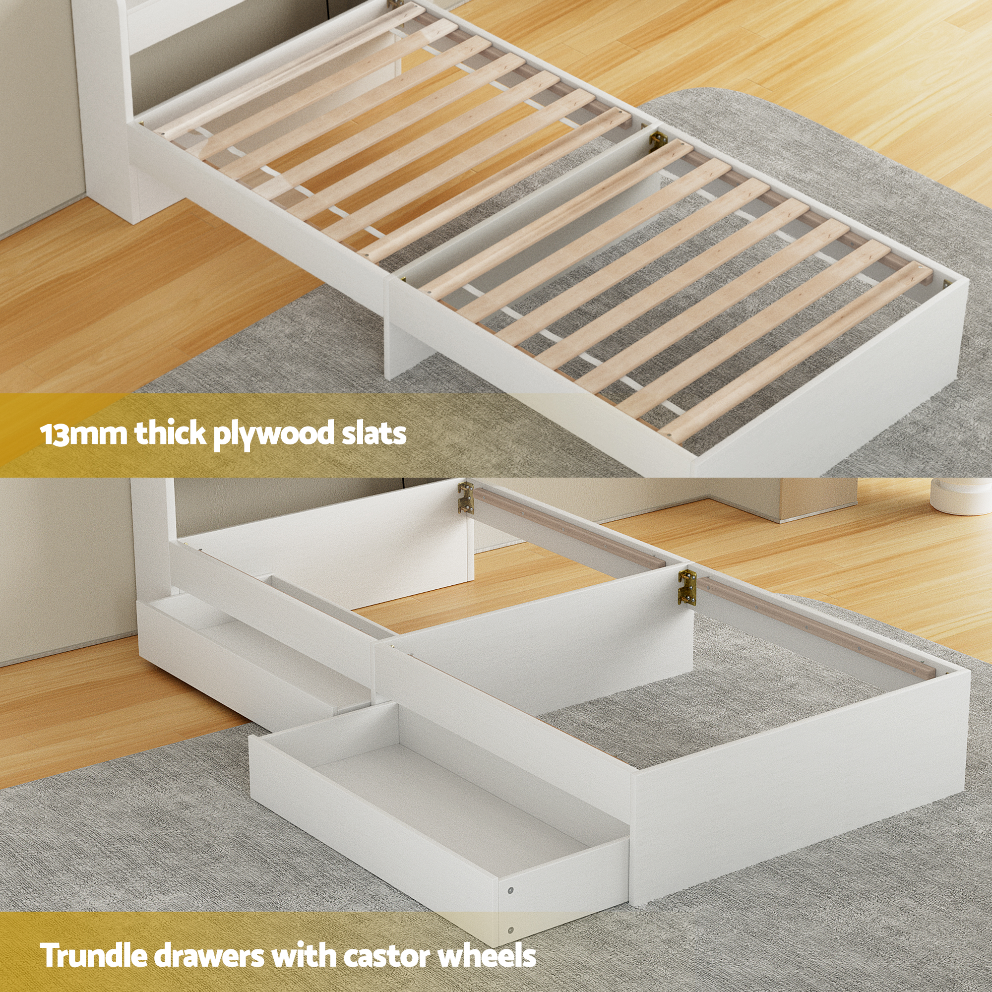 Giselle Single Mattress 5-zone Pocket Spring Mattresses with Artiss Wooden Storage Bed Frame Set - Image 7