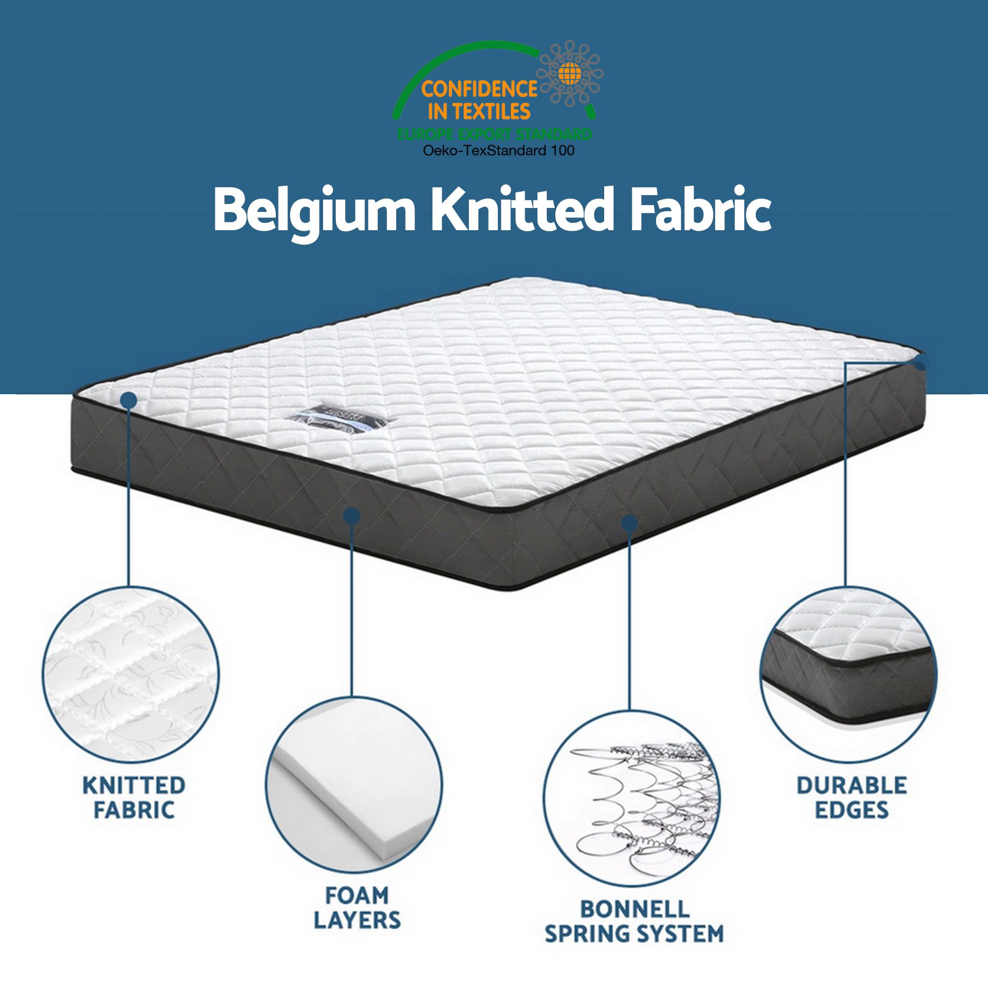 Giselle Single Mattress and Artiss Bed Frame Set White Solid Pine with 16cm Mattress - Image 6